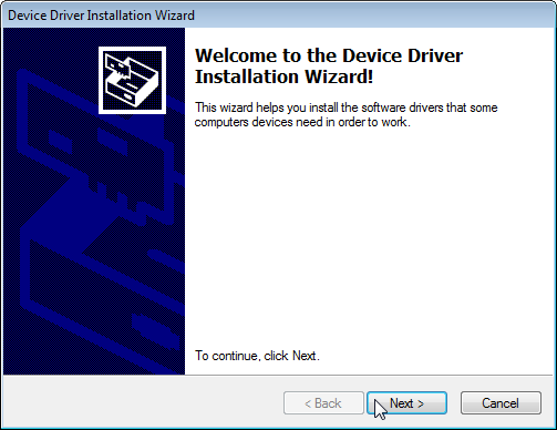 Driver Installation Window